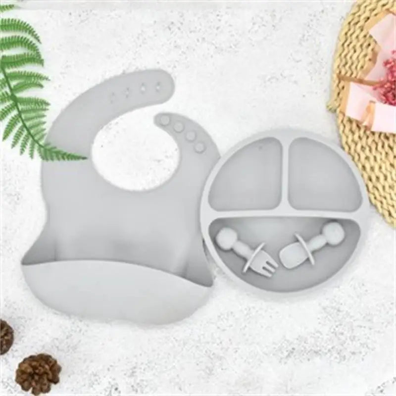 Baby Silicone Plate + Spoon + Fork Set