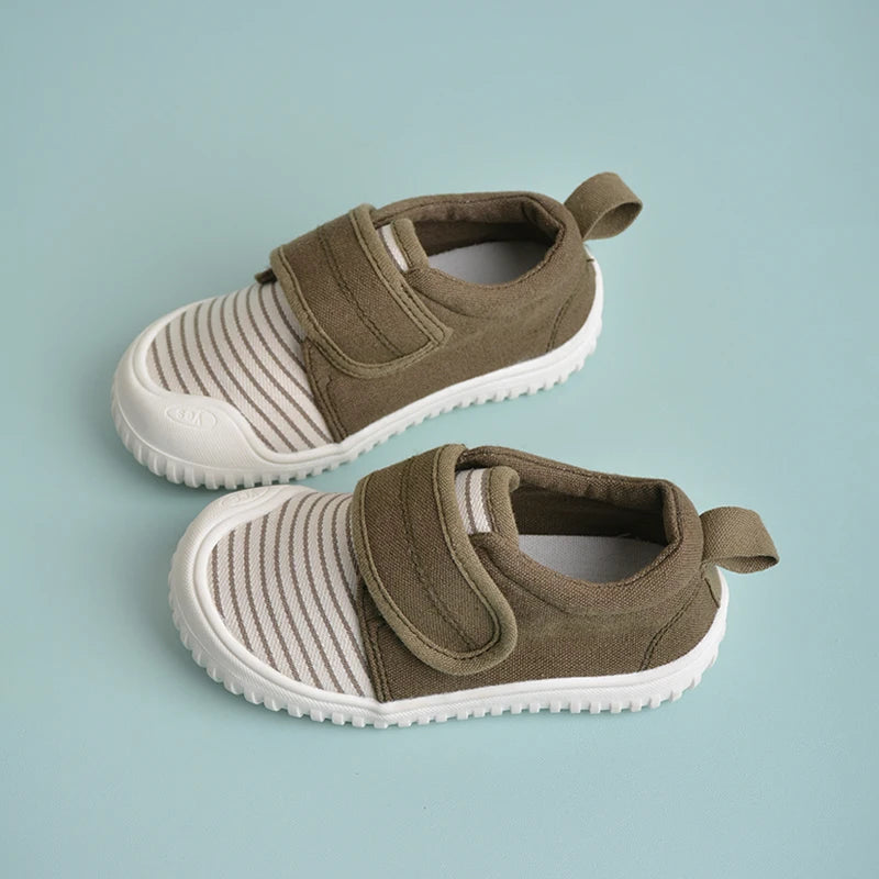 Canvas Velcro Sneakers - Army Green Striped