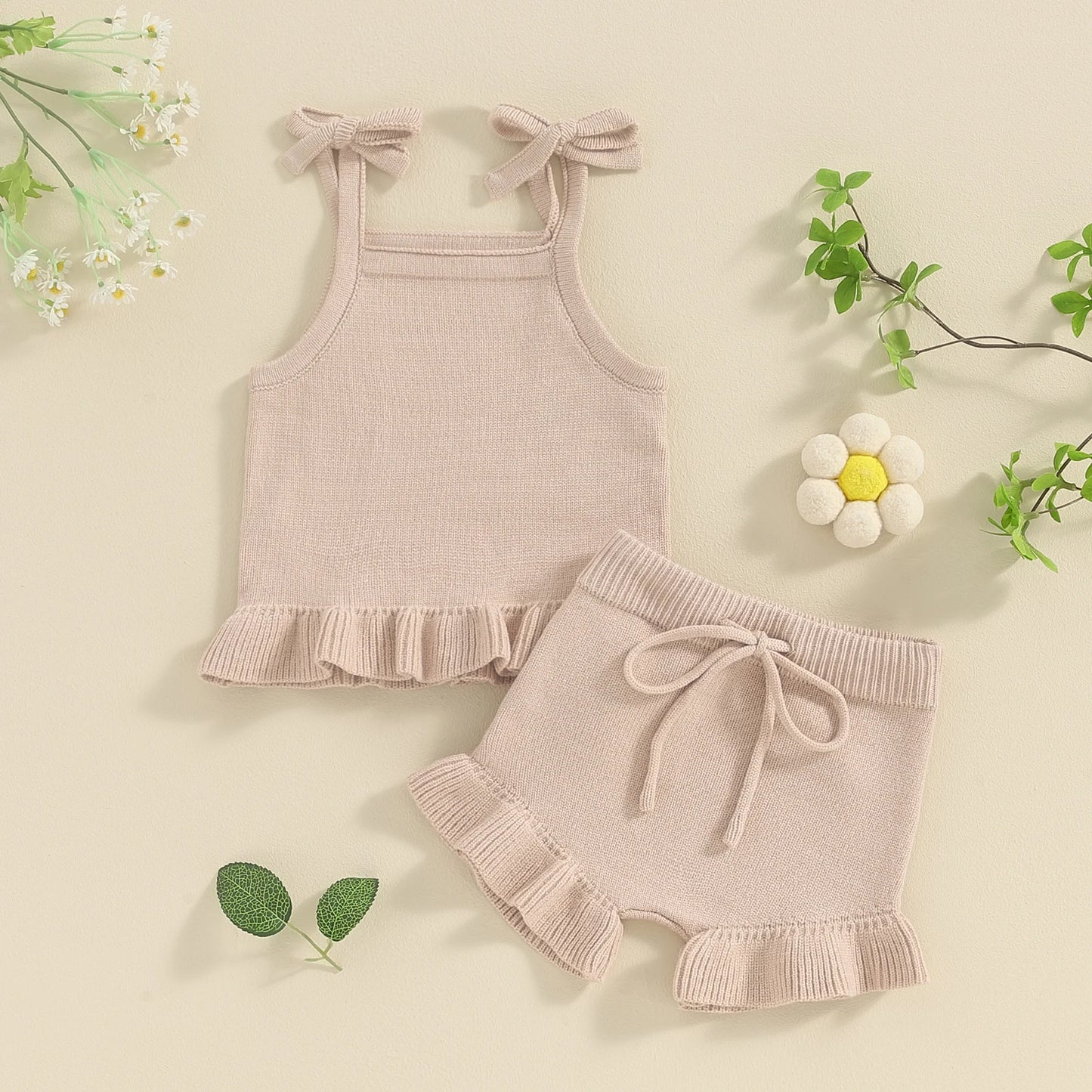 Knit Ruffle Tank & Shorts Set