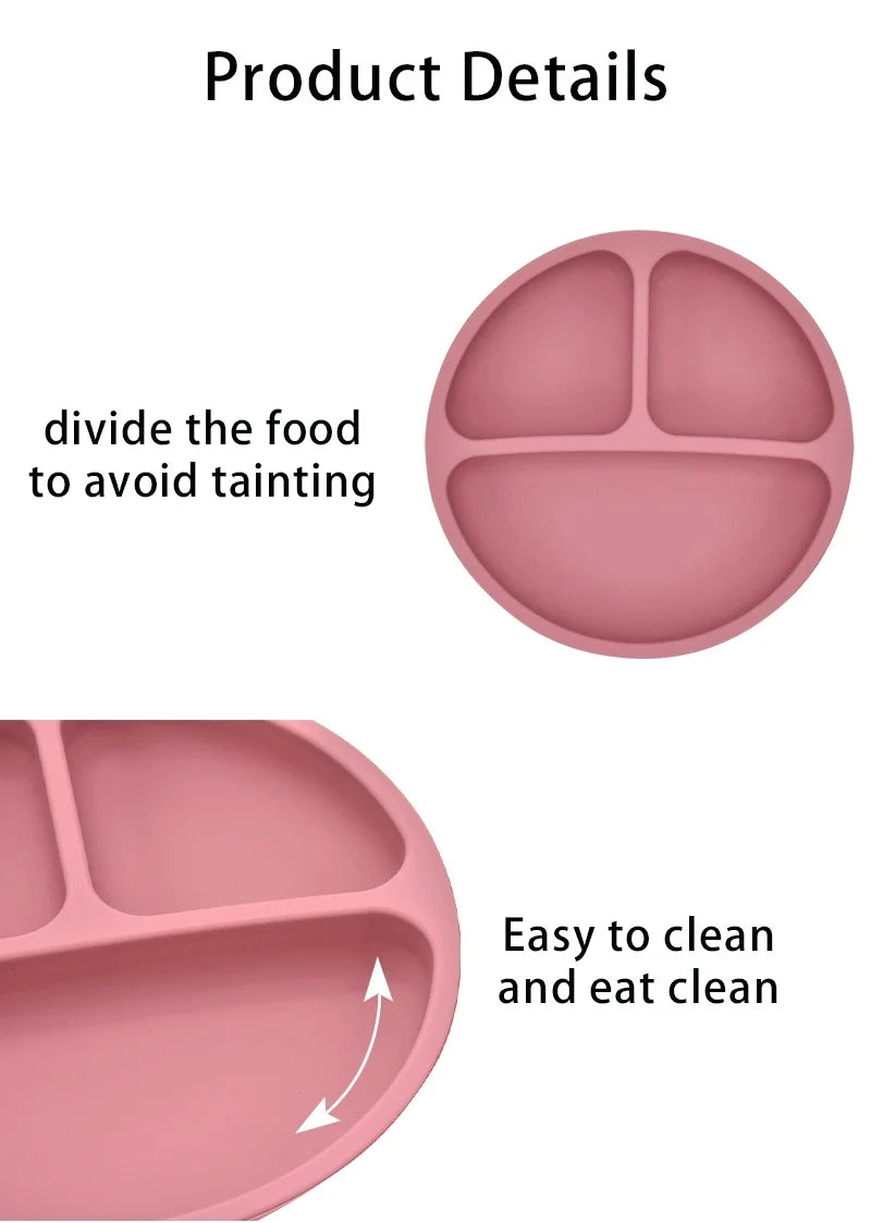 Baby Silicone Plate + Spoon + Fork Set
