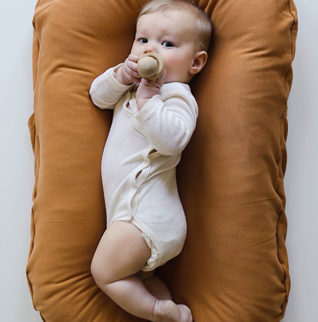 Cotton Baby Lounger with Removable Cover in Amber