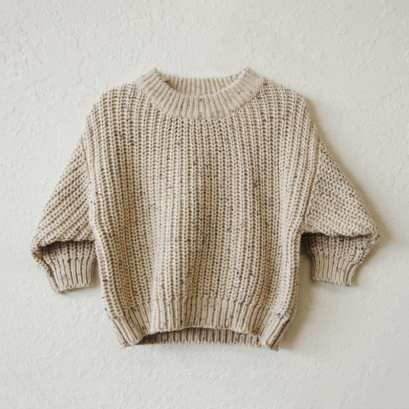 Chunky Speckled Knit Sweater - Beige