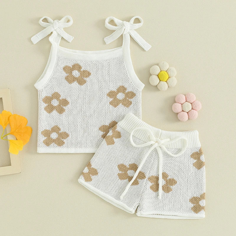 Flower Power Knit Tank Shorts Set