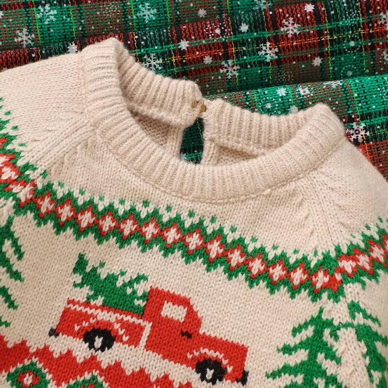 Little Red Truck Holiday Knit Sweater