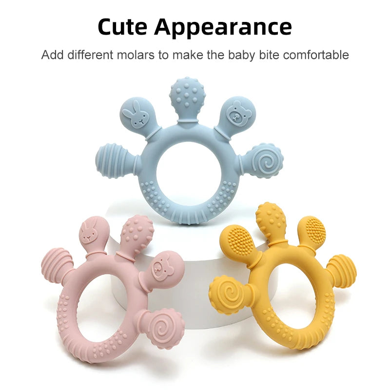 Multicolor Silicone Baby Ring Teether