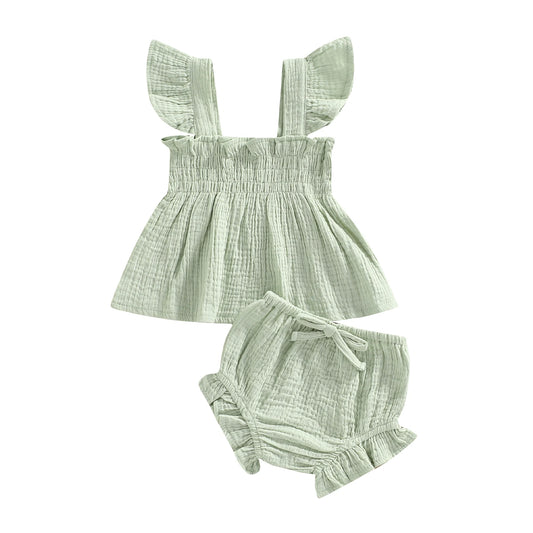 Ruffle Sleeve Dress & Bloomer Shorts Set