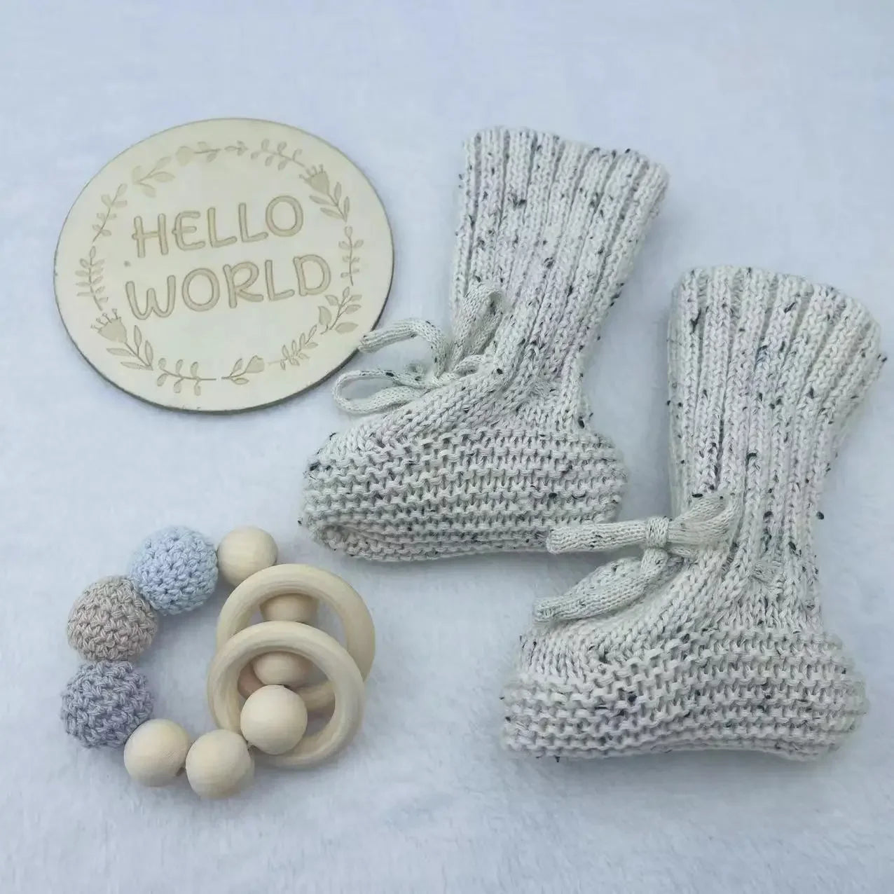 Knit Baby Booties - Grey