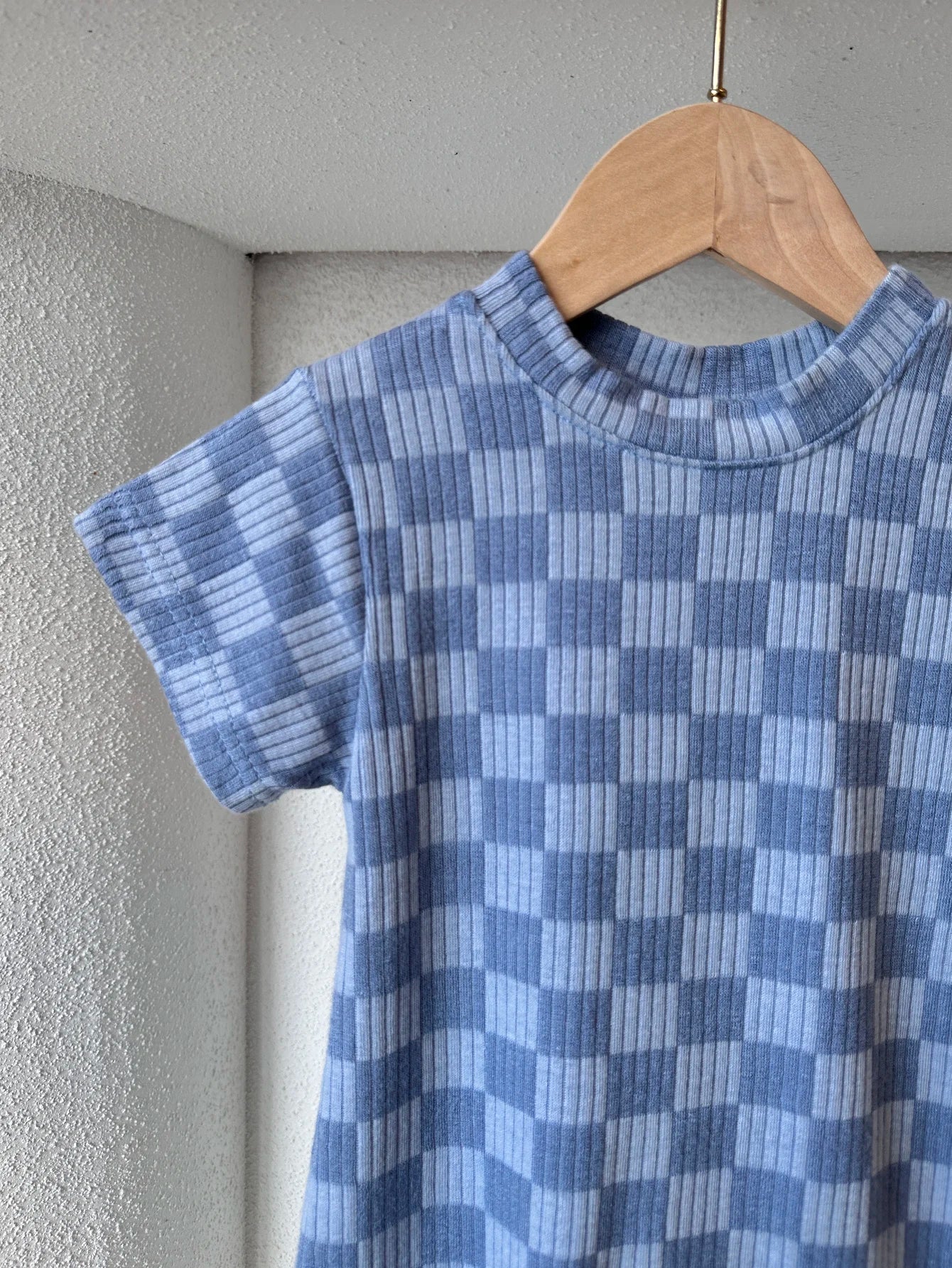 Ribbed Checkered Romper Tee