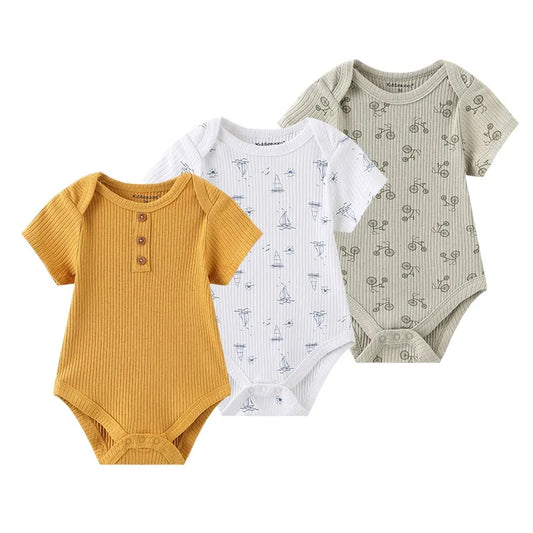 3 Piece Onesie Bundle - Yellow, Boat, Bike