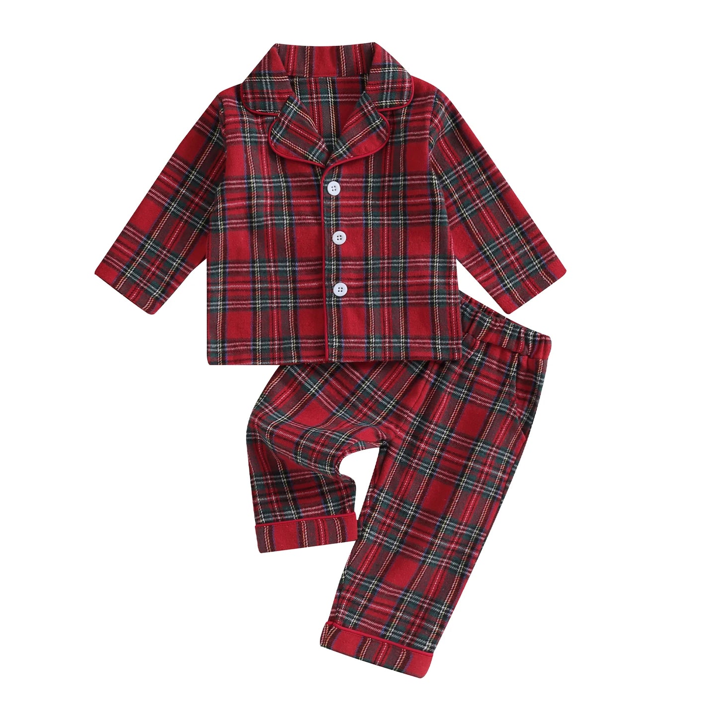 Red Plaid Christmas Pajama Set for Kids