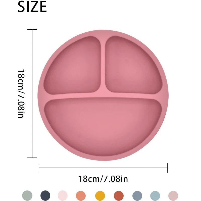 Baby Silicone Plate + Spoon + Fork Set