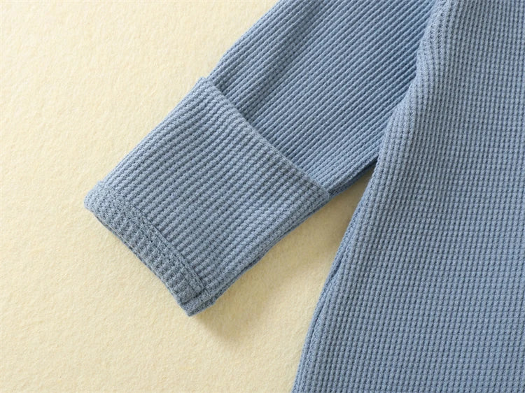 Basic Waffle Zippered Onesie - Blue