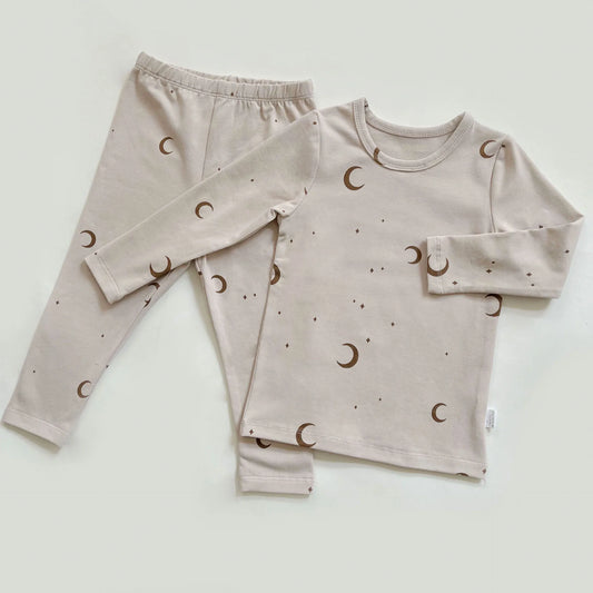 Long Sleeve Pajamas - Moon Print