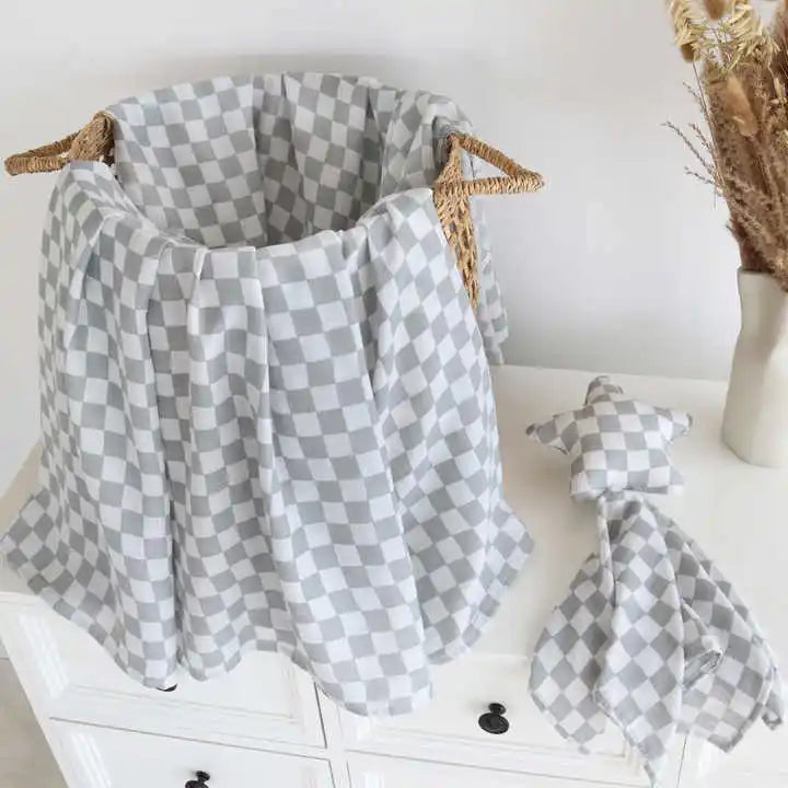 Checkered Muslin Swaddle Blanket