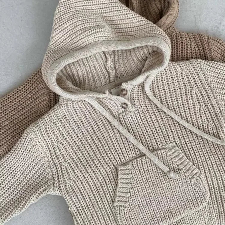 Knit Hooded Pocket Baby Romper