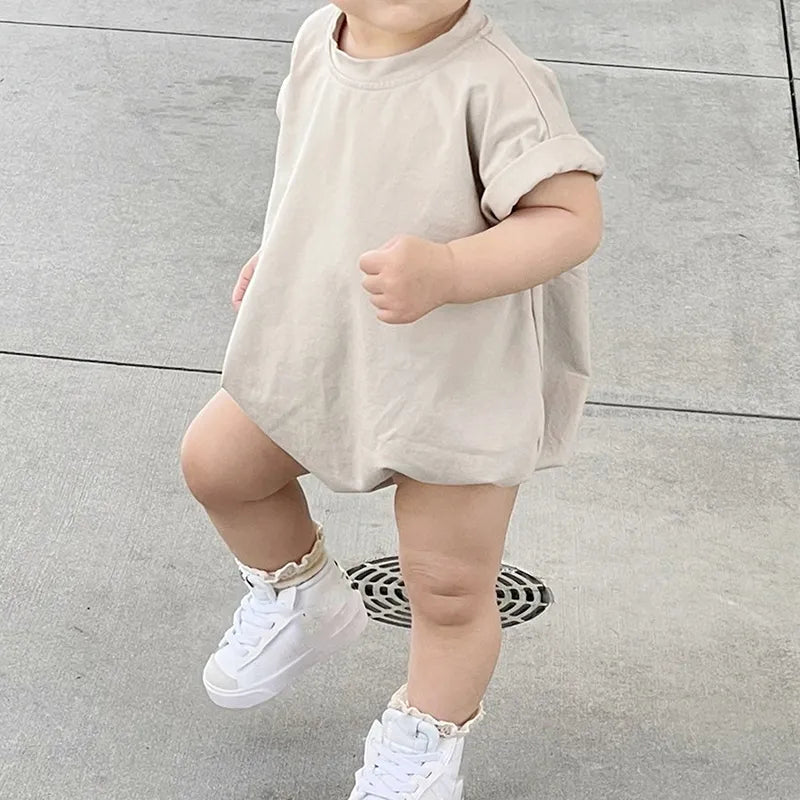 Bubble Romper Tee - Beige