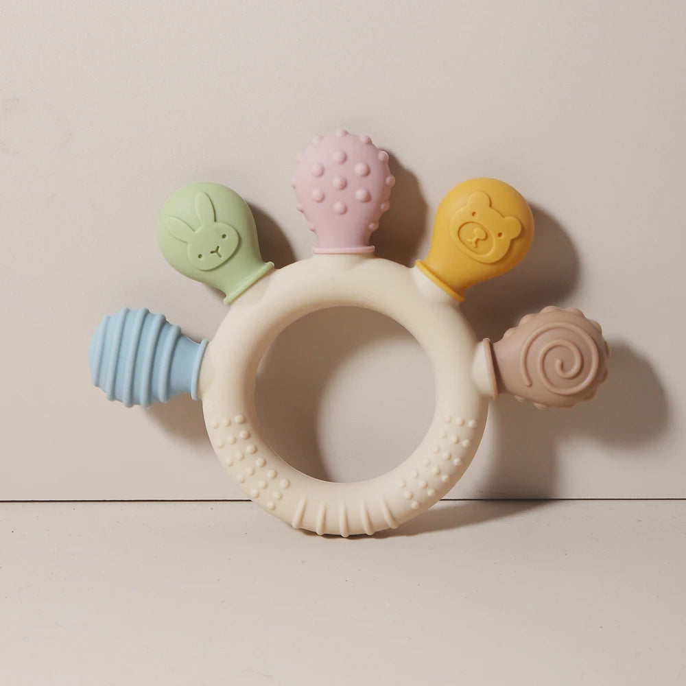 Multicolor Silicone Baby Ring Teether