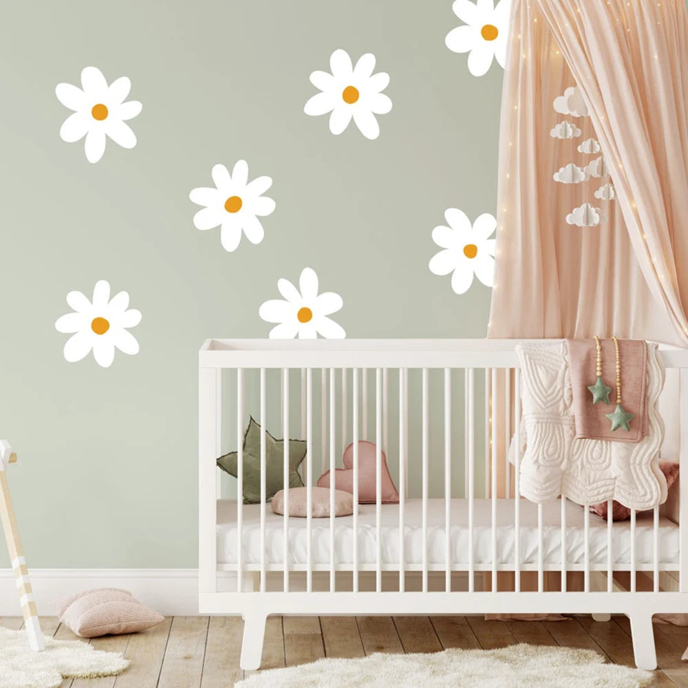 Nursery Wall Decals | Large White Flowers