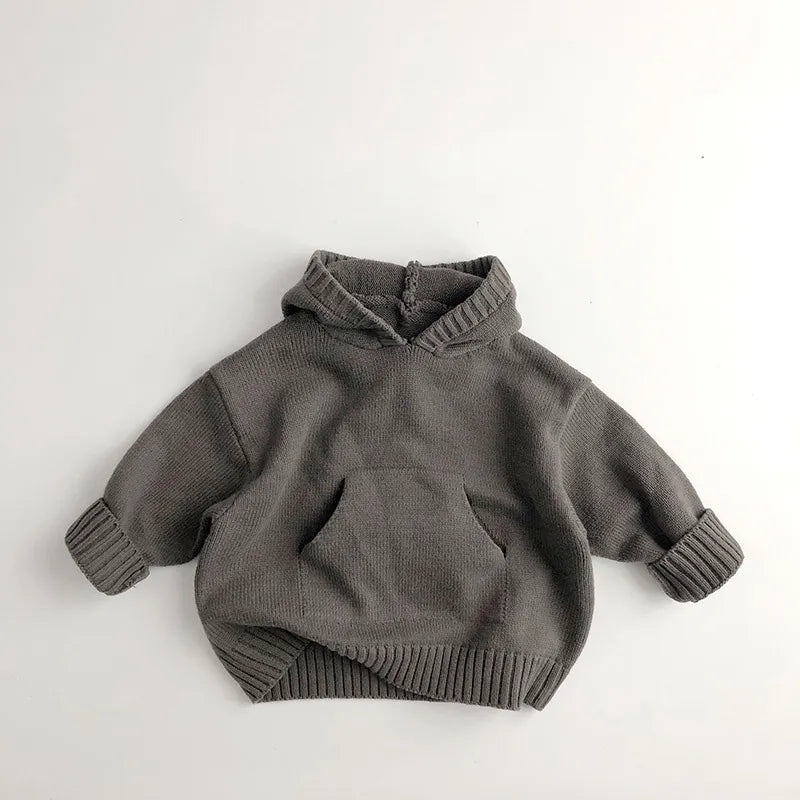 Grey knit hoodie online