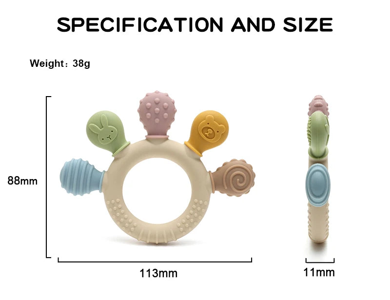 Multicolor Silicone Baby Ring Teether