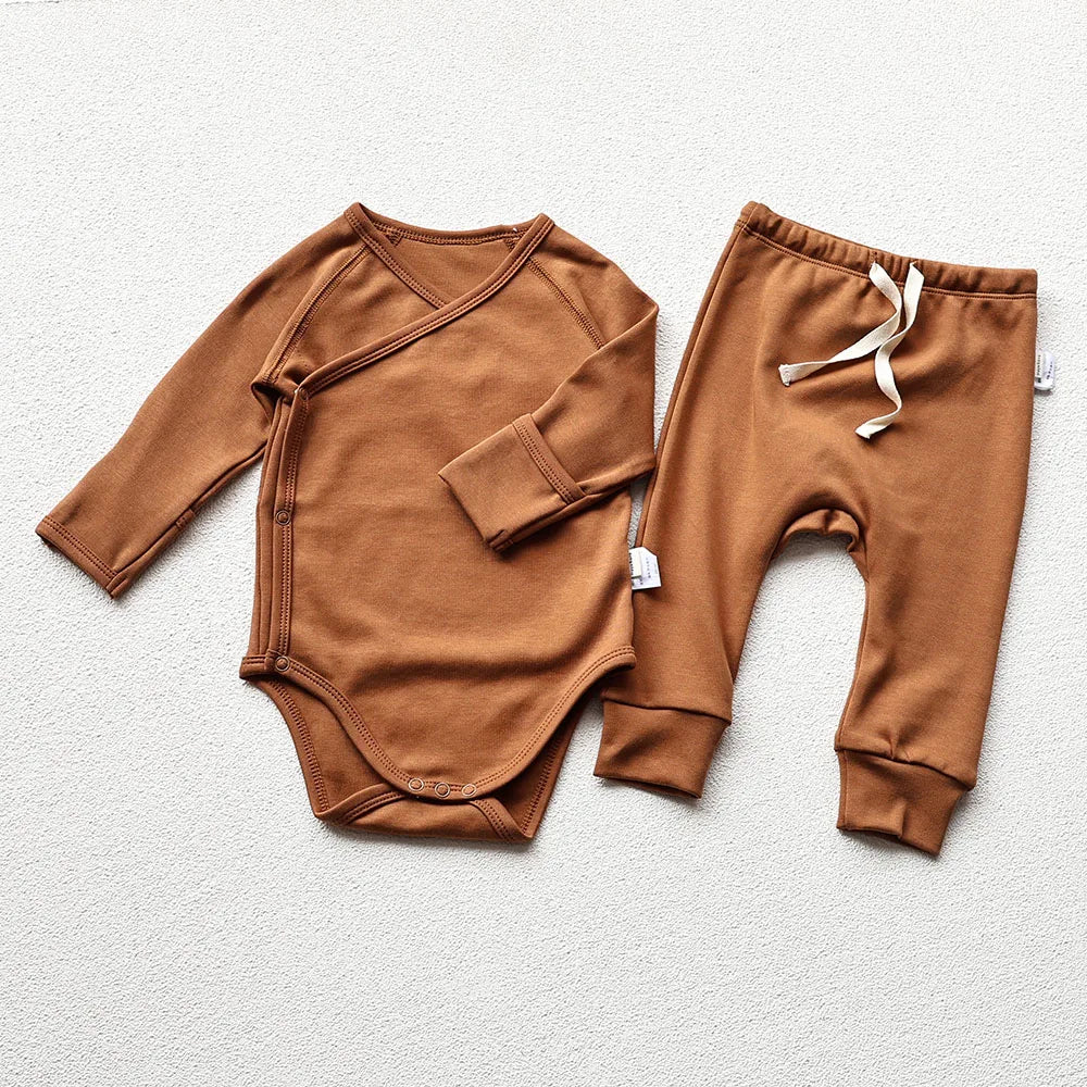 Basic Long Sleeve Onesie & Pants - Camel