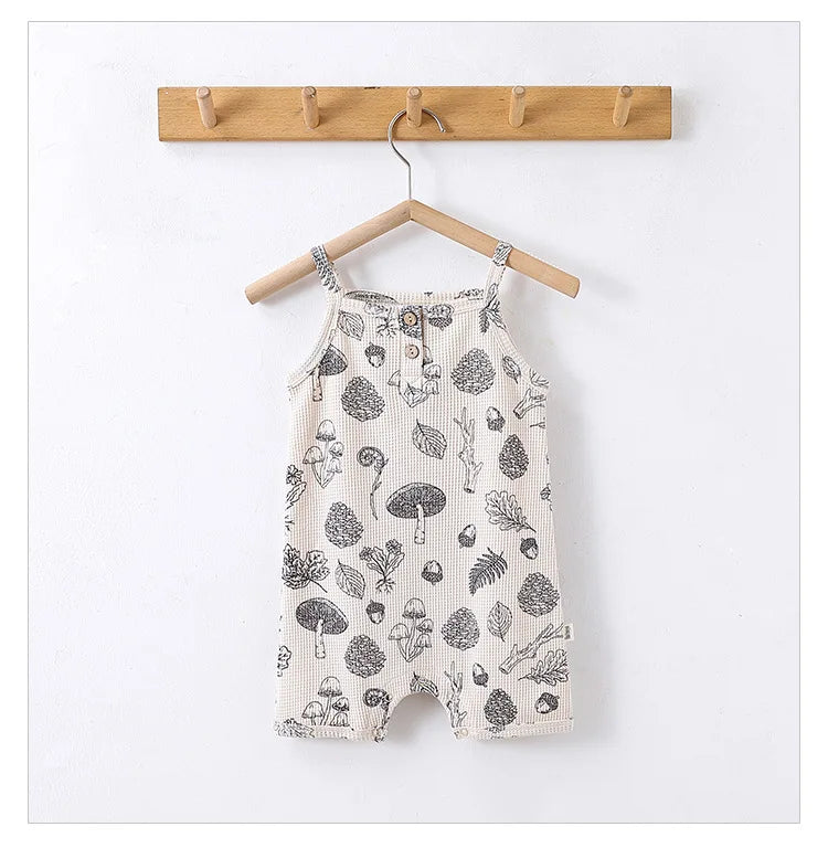 Mushroom Cotton Waffle Romper Tank