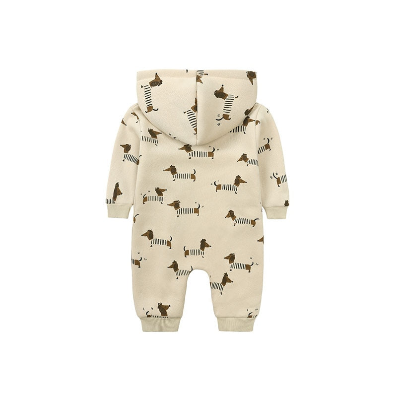 Dachshund 2 Way Zip Hooded Romper