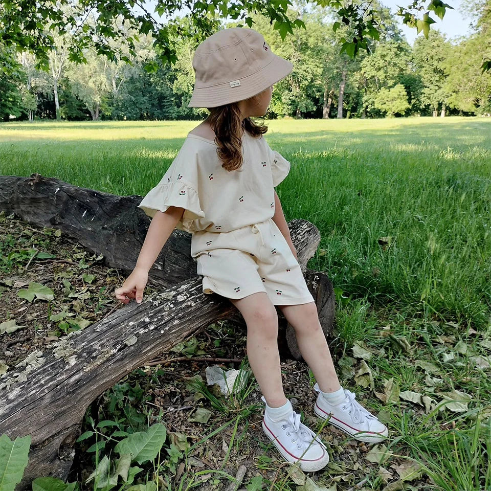 Cherry Flutter Sleeve T Shirt & Shorts Set