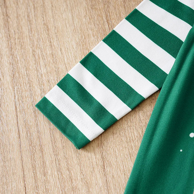 Baby Christmas Casual Striped Long Sleeve Onesie