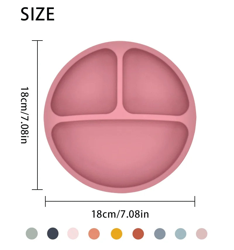Baby Silicone Plate + Spoon + Fork Set