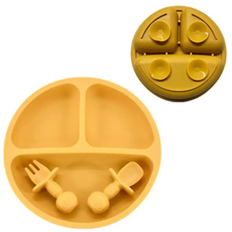 Baby Silicone Plate + Spoon + Fork Set