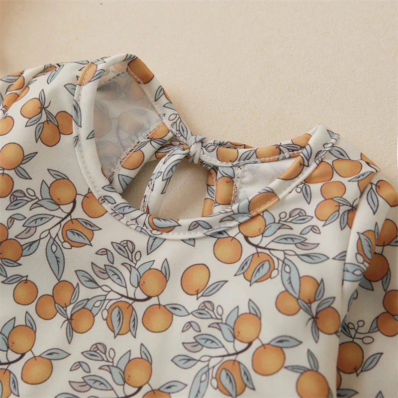 Peach Print Girl's One Piece Swimsuit