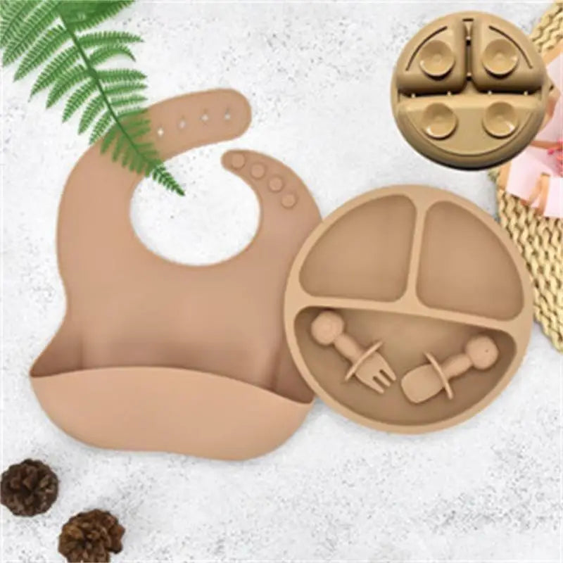 Baby Silicone Plate + Spoon + Fork Set