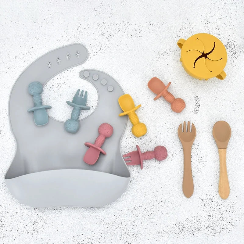 Baby Silicone Plate + Spoon + Fork Set