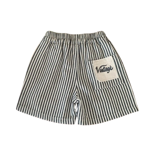 Boys Vintage Striped Patched Pocket Shorts
