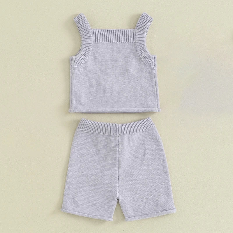 Daisy Knit Tank & Shorts Set - Lavender