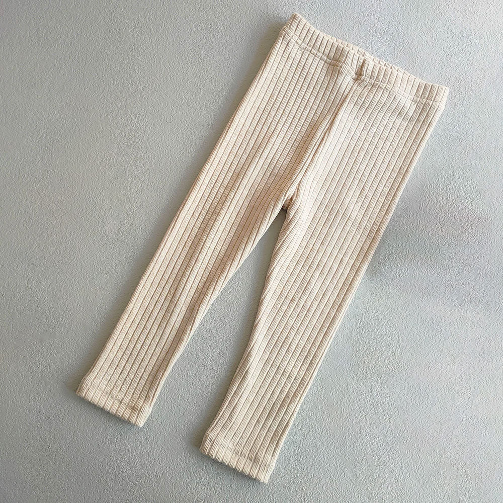 Soft Knit Ribbed Pants - Cream