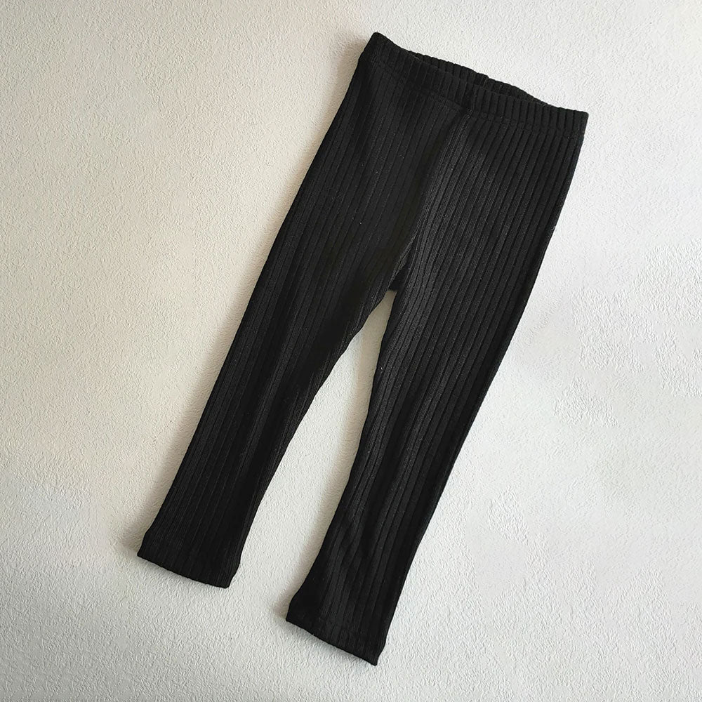 Soft Knit Ribbed Pants - Black