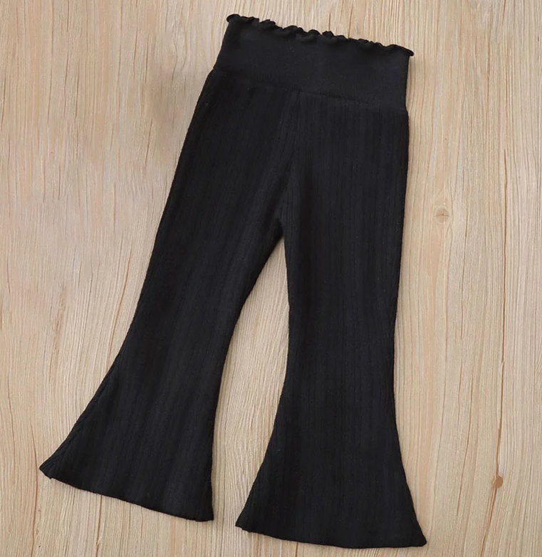 Bell Bottom Ribbed Knit Pants