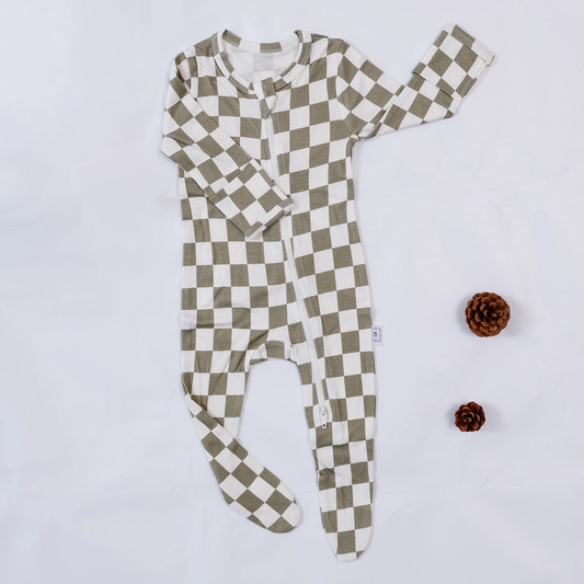 Bamboo Cotton Footed Sleeper - Checkered