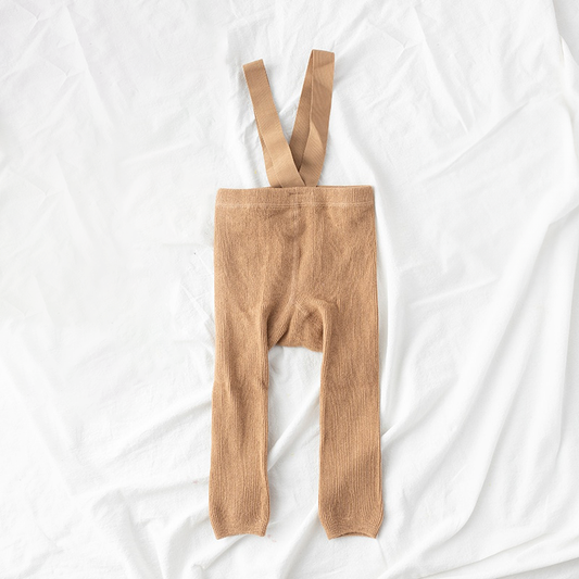 Grow With Me High Waisted Suspender Leggings in Beige