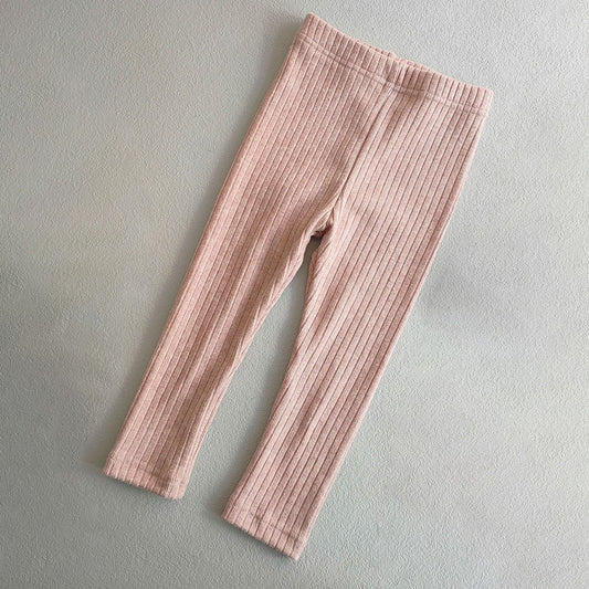 Soft Knit Ribbed Pants - Pink