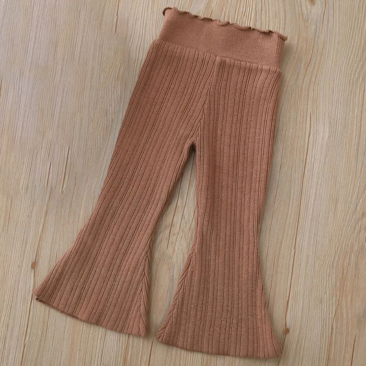 Bell Bottom Ribbed Knit Pants