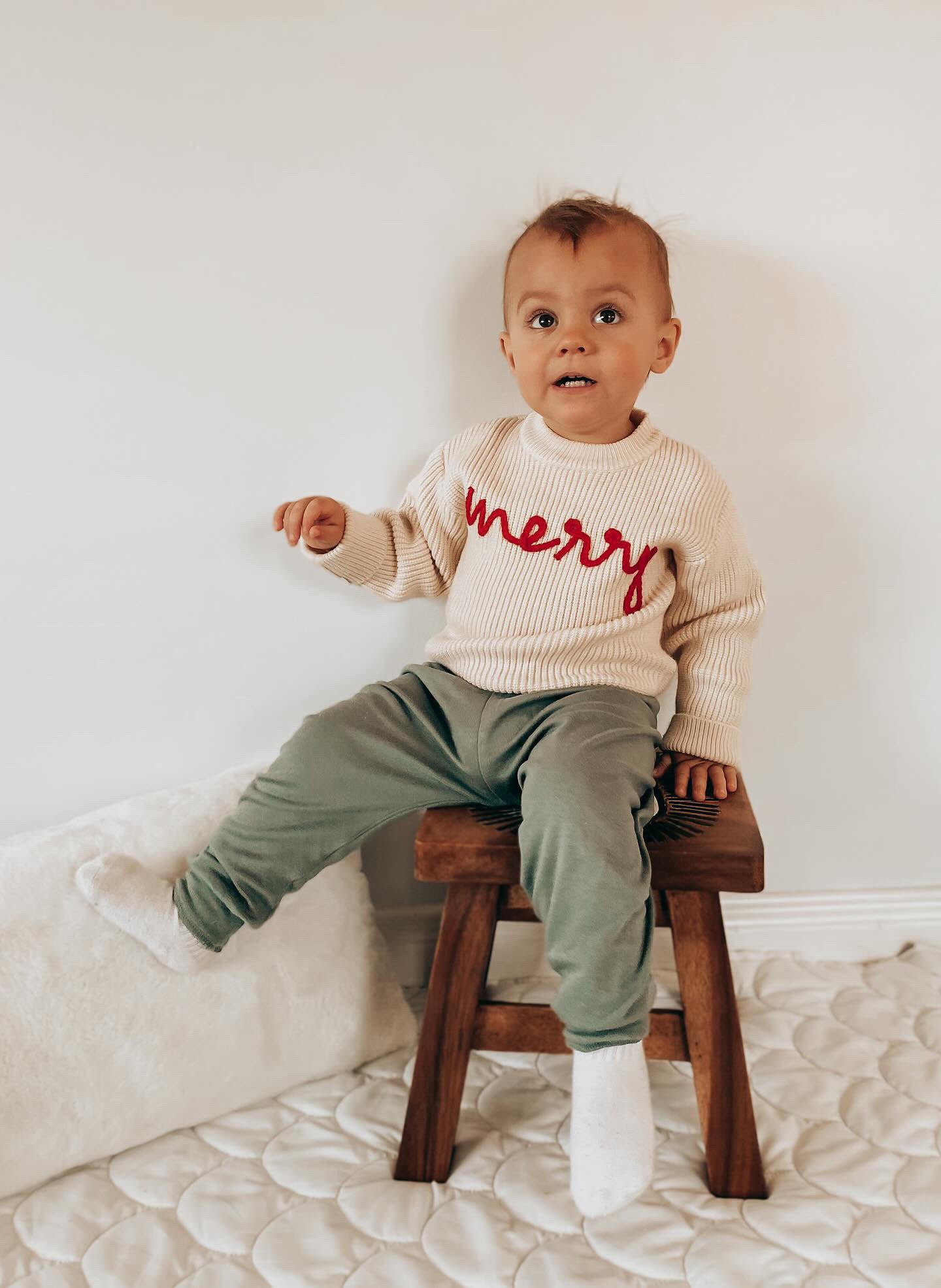 Merry Knit Embroidered Christmas Sweater