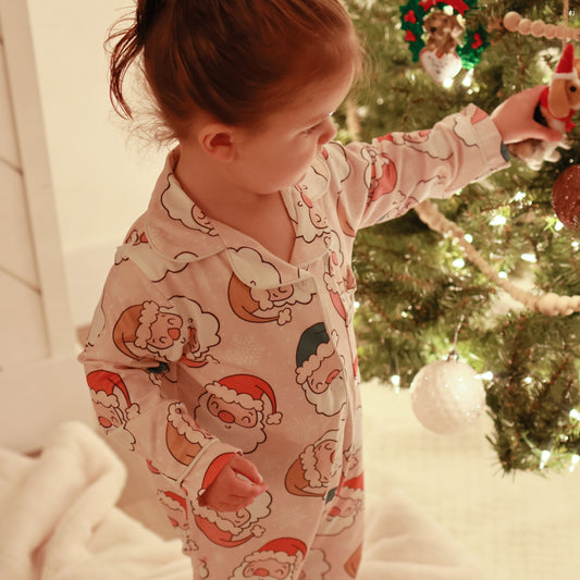 Girls Christmas PJ's - Santa Print