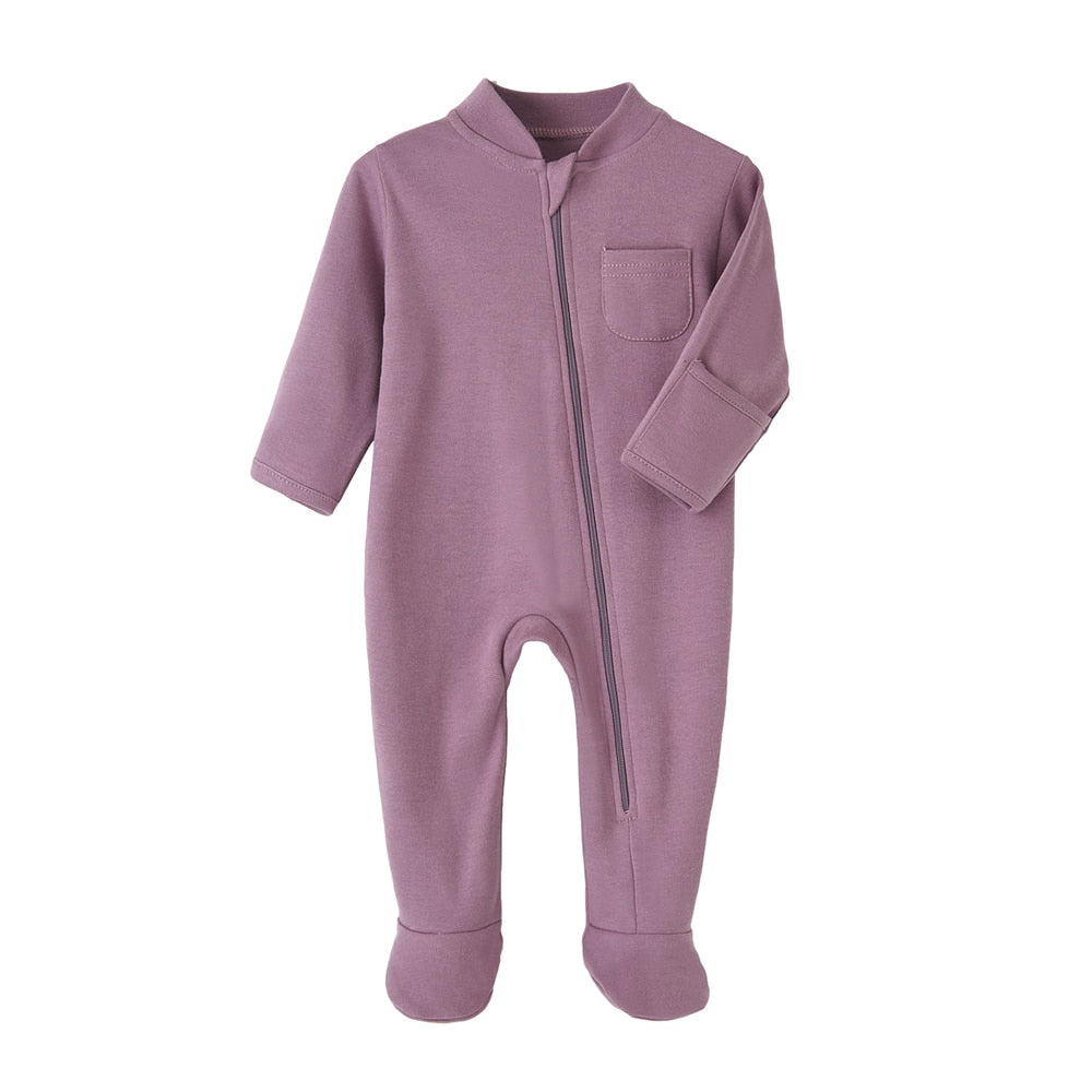 Solid Color Zippered Onesie in DewBerry