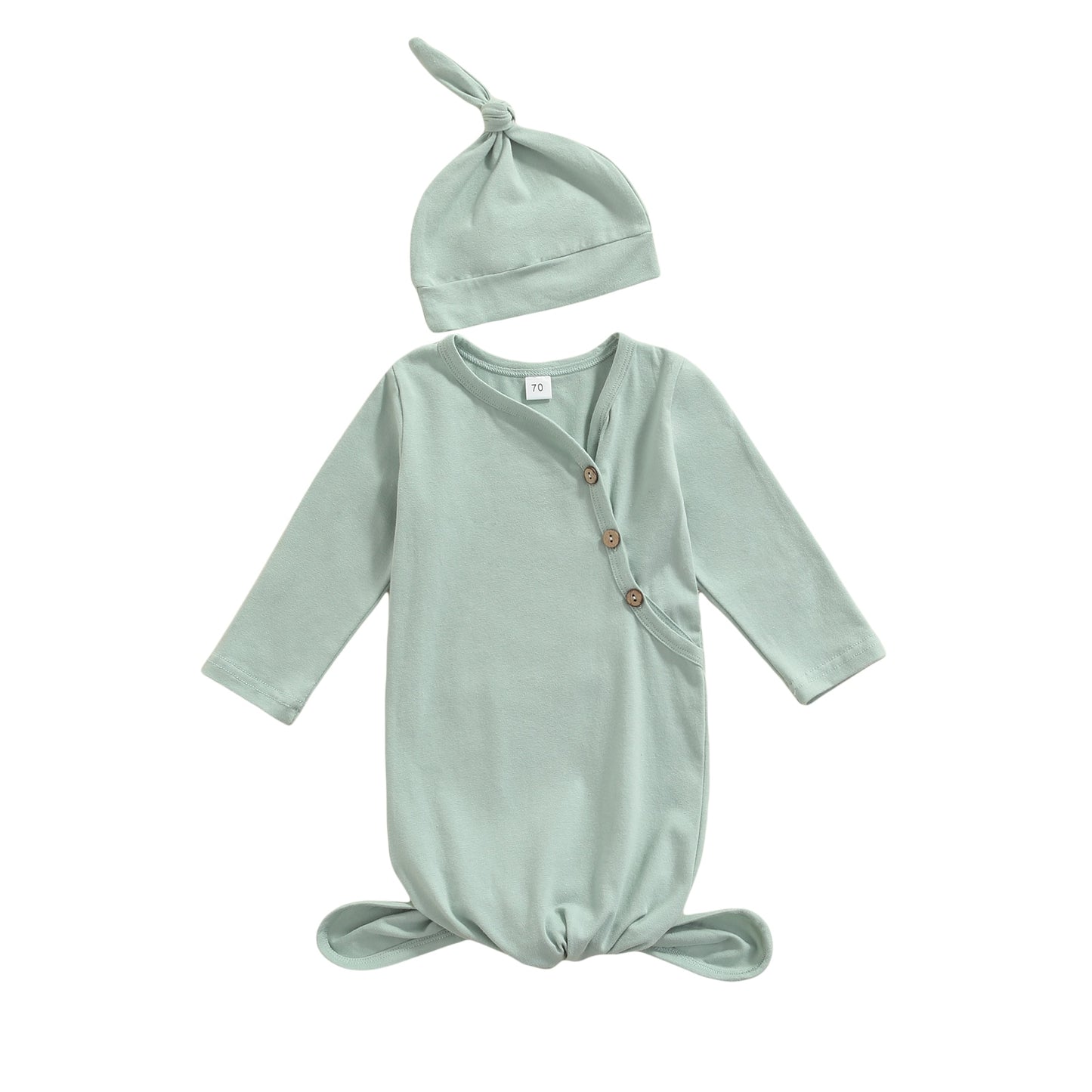 Newborn Cotton Side Button Sleep Sack & Hat in Sage