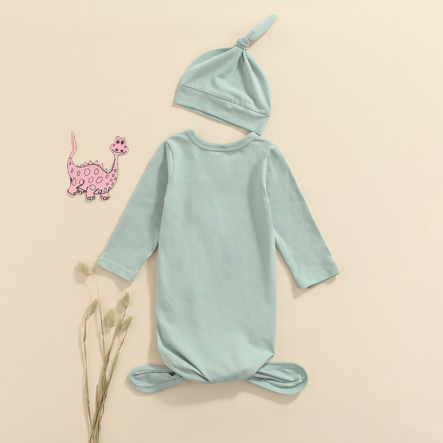 Newborn Cotton Side Button Sleep Sack & Hat in Sage