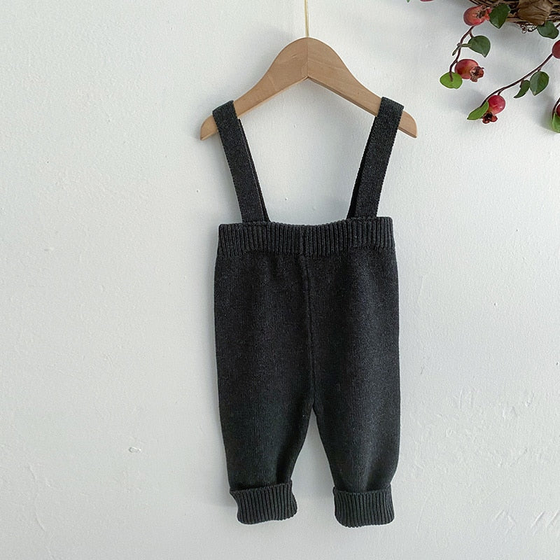 Classic Knit Overalls in Charcoal