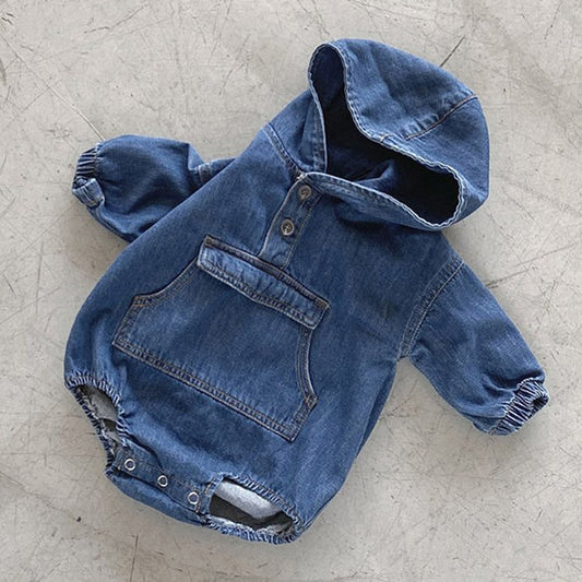 Hooded Denim Romper